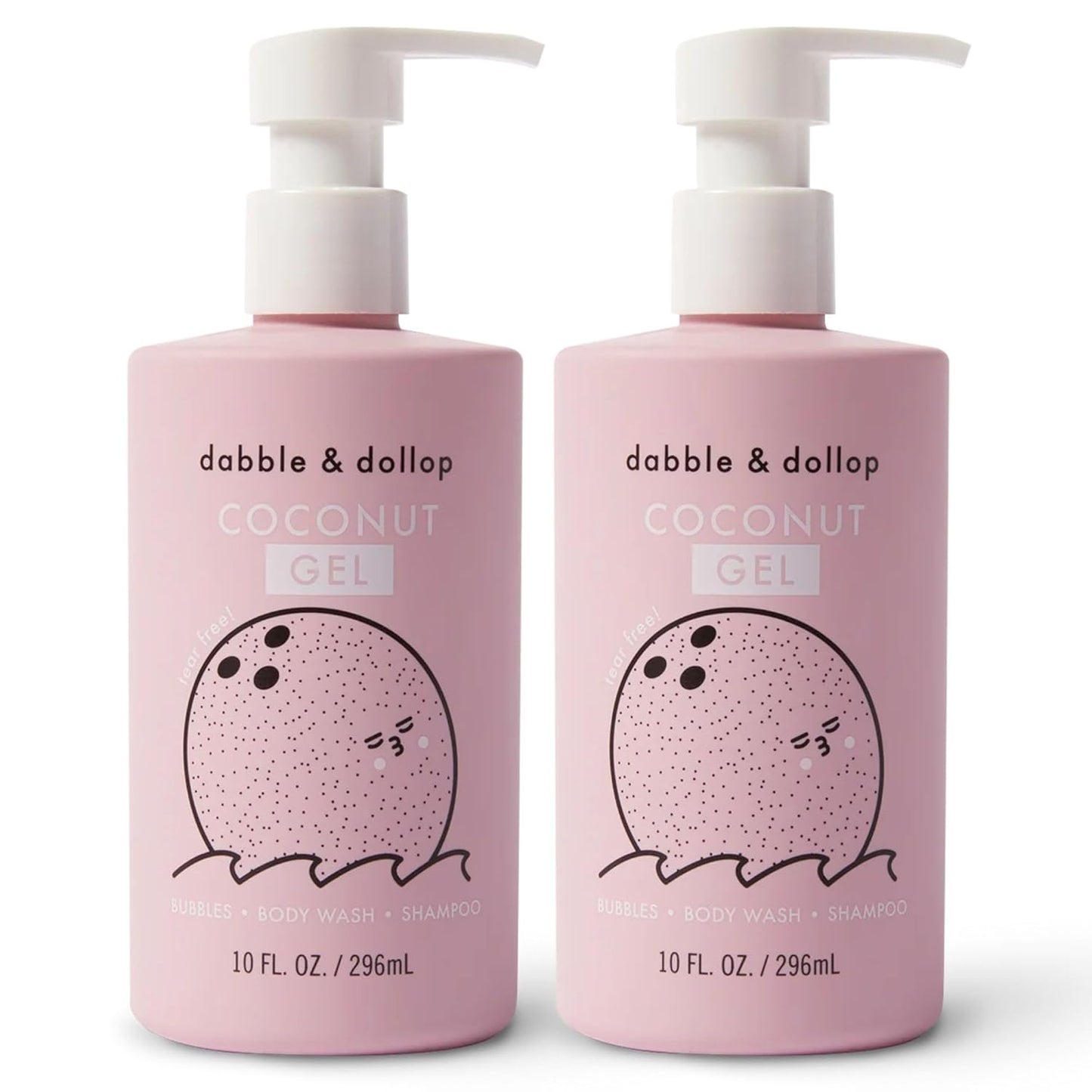 Dabble & Dollop Coconut Body Wash & Shampoo – 3-in-1 Natural Bubble Bath for Kids, Made in USA, No