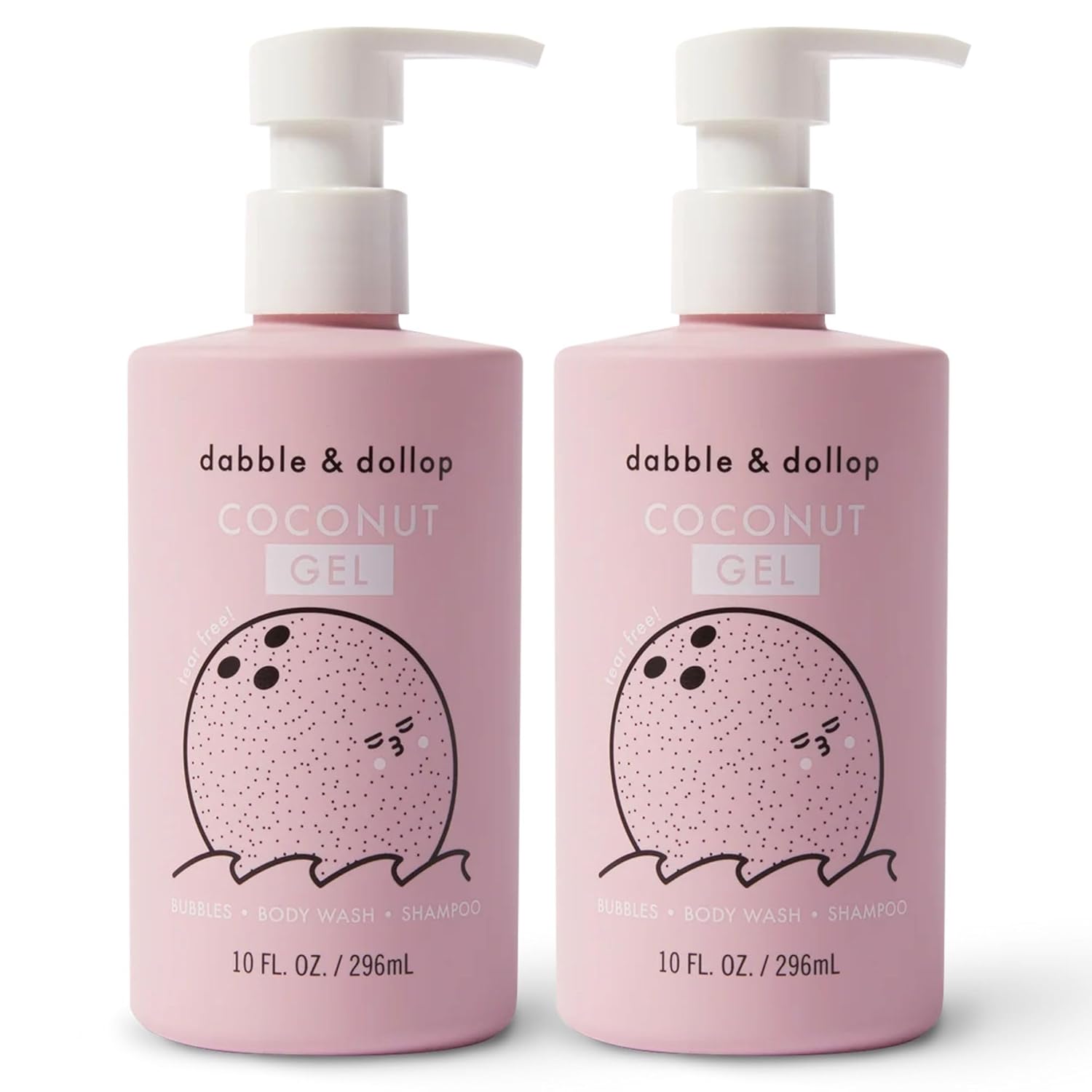 Dabble & Dollop Coconut Body Wash & Shampoo – 3-in-1 Natural Bubble Bath for Kids, Made in USA, No