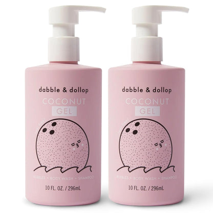 Dabble & Dollop Coconut Body Wash & Shampoo – 3-in-1 Natural Bubble Bath for Kids, Made in USA, No