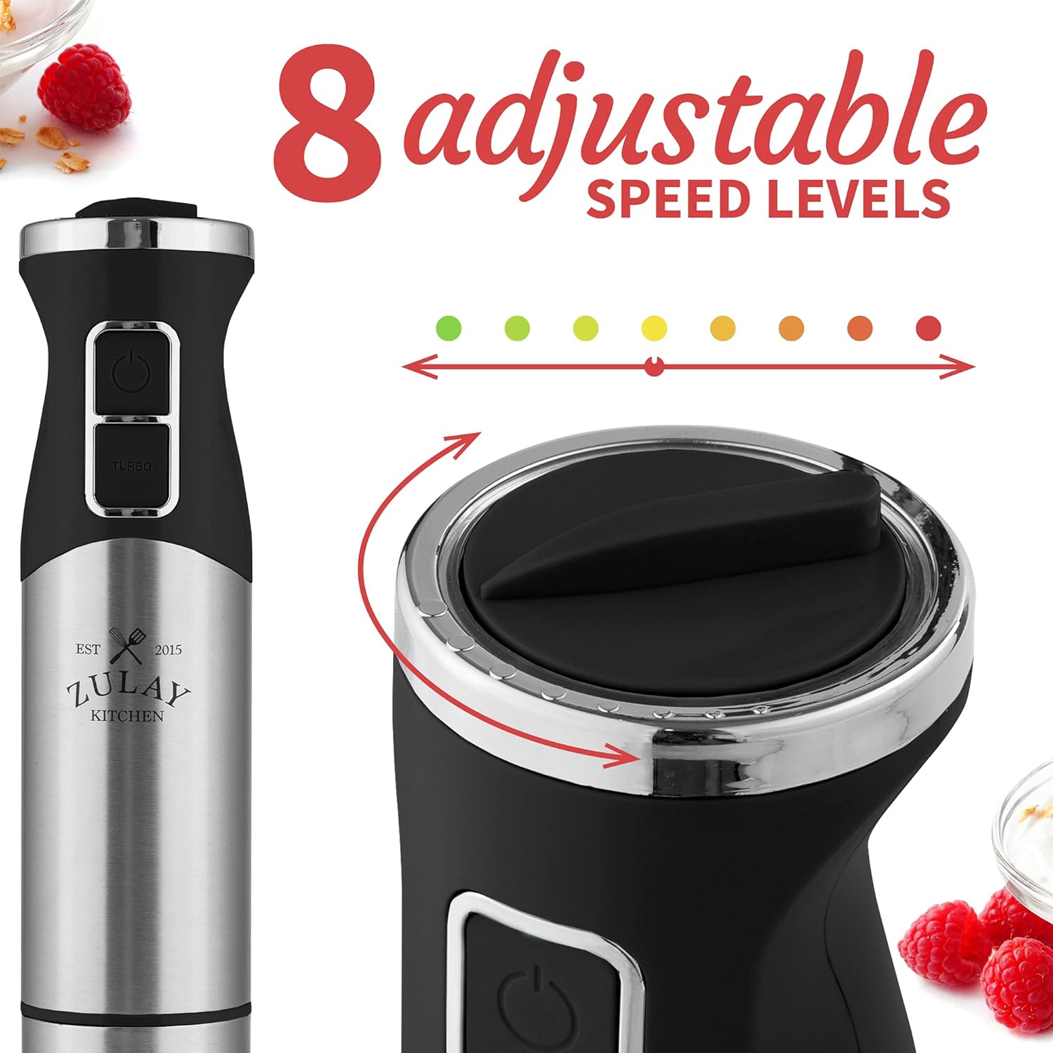 Zulay Immersion Blender Handheld - Durable Stick Blender With Ultra-Sharp Stainless Steel Blades