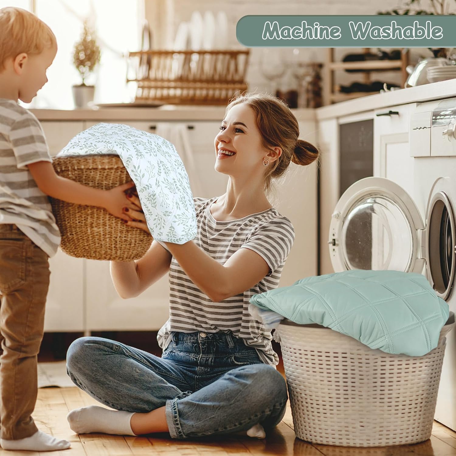 Yoofoss Waterproof Crib Mattress Protector 2 Pack, Quilted Crib Mattress Pad Cover Ultra Soft and