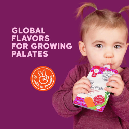 Serenity Kids 7+ Months World Explorers Beef Chimichurri Baby Food Pouches - Baby Puree Made with