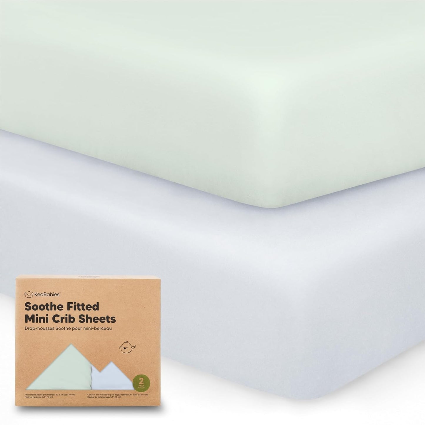 KeaBabies 2-Pack Organic Crib Sheets for Boys, Girls - 52x28 Fitted Crib Mattress Sheet Neutral