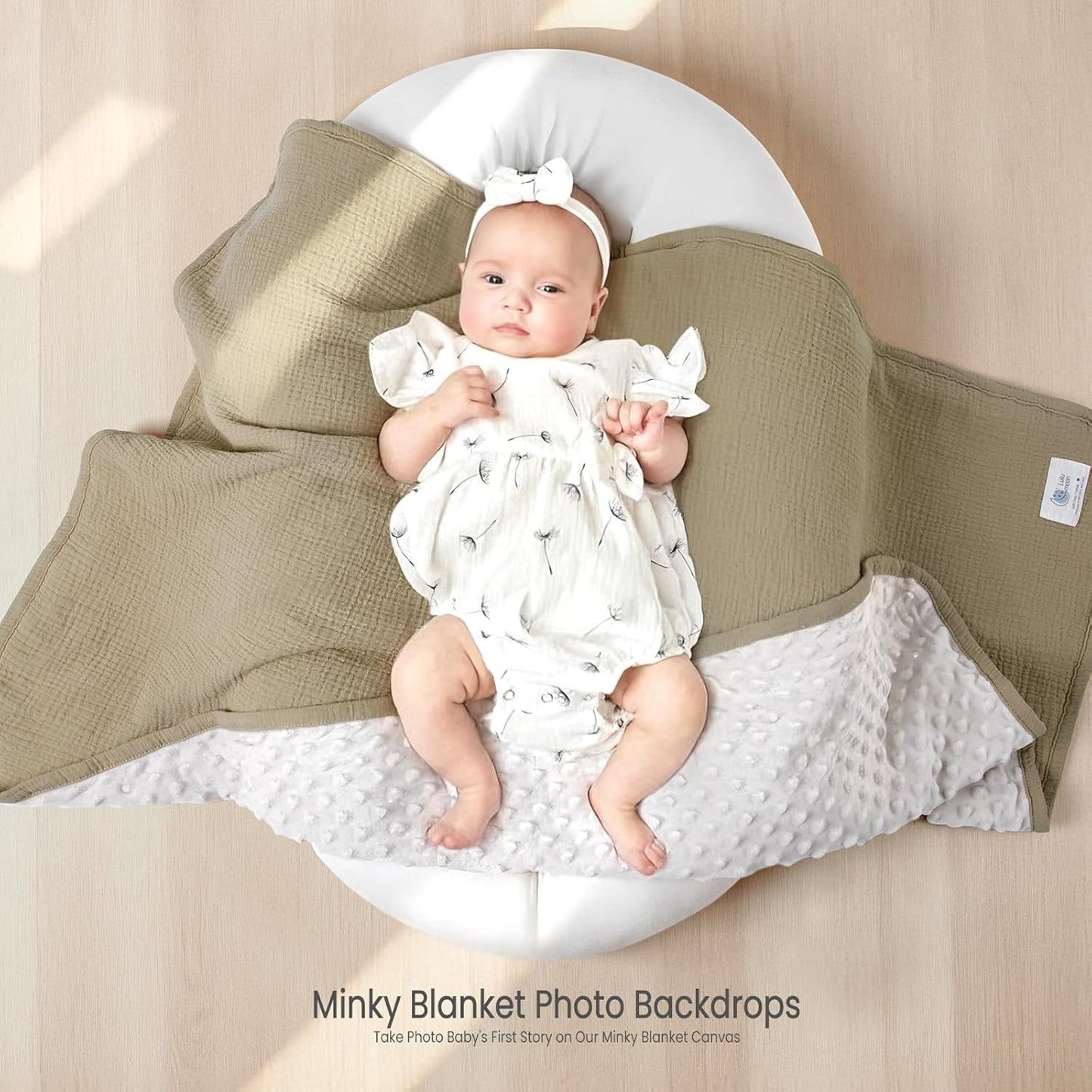 lulumoon Baby Blanket for Newborn Receiving: Minky Dot & Muslin Lightweight - Thermal Blanket Gift