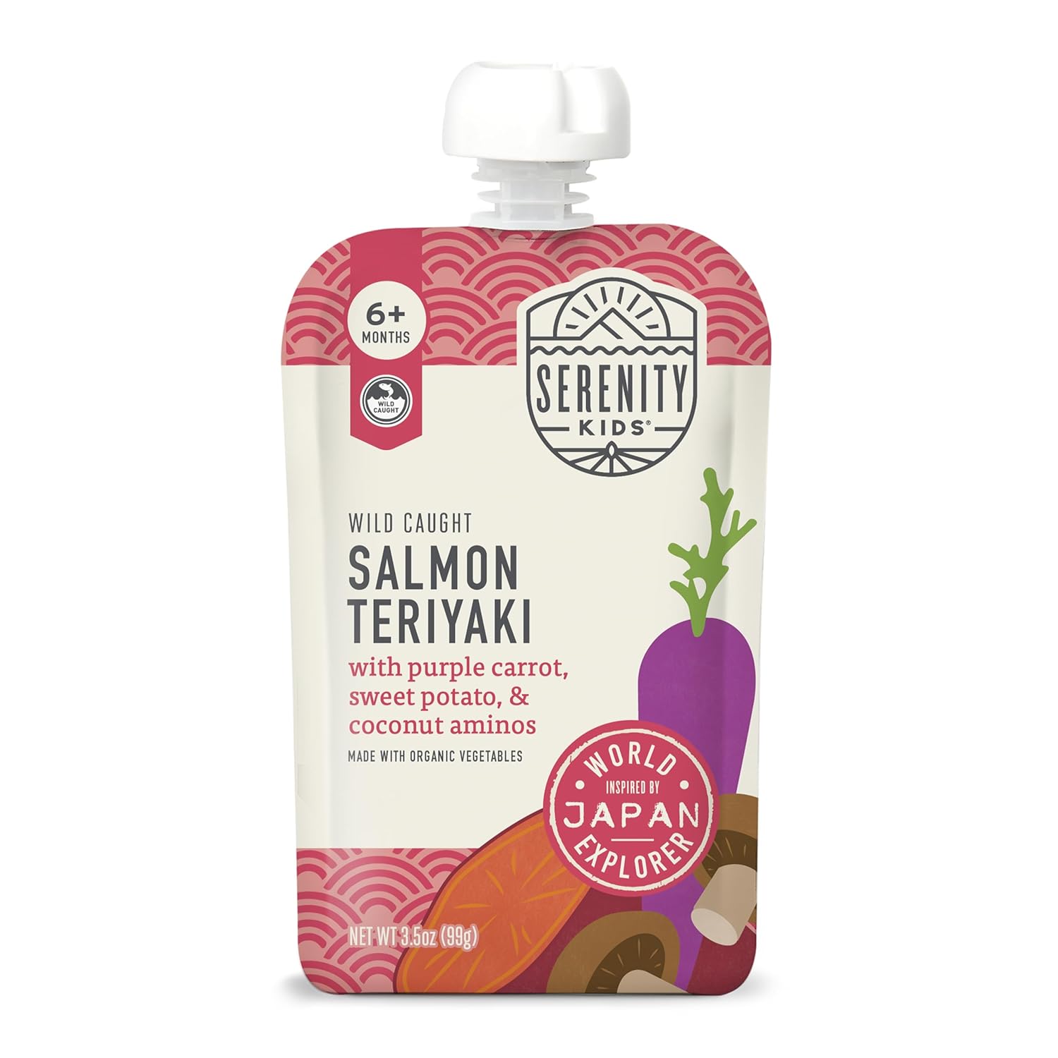 Serenity Kids 6+ Months Salmon Teriyaki Baby Food Puree Pouch - Organic Veggies & Ethically Sourced