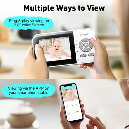 Upgrade Video Baby Monitor,WiFi Baby Camera,2.8" Display and App Control,1200ft Long Range,2 Way Talk,Auto Night Vision,Sound Alert,VOX,Temperature Sensor 5 Lullabies Feeding Remind,Home Use