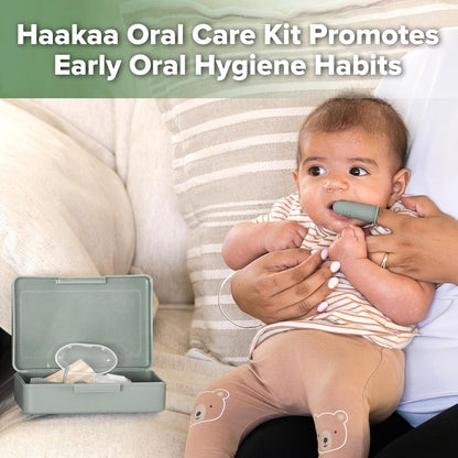 haakaa Training Toothbrush Set Oral Care Kit, Soft Silicone Toothbrush for Baby, Infants, Toddlers