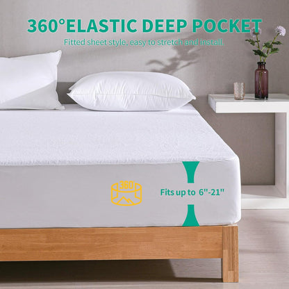 LAVANCE Premium Cotton Terry Mattress Protector – King Size, Waterproof Soft Noiseless Dirt-Proof Washable Bed Mattress Cover