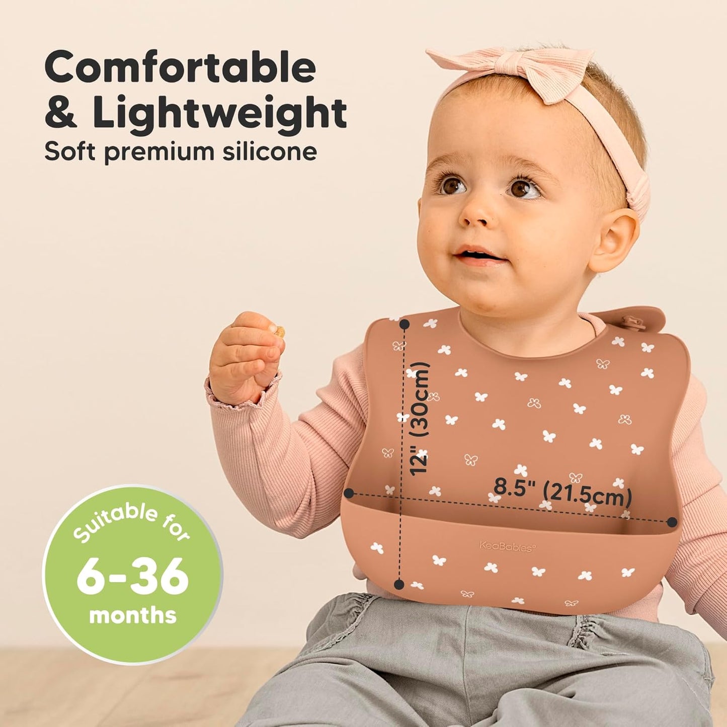 KeaBabies 2-Pack Silicone Baby Bibs for Eating - Sturdy Food-Grade Silicone Bibs for Babies Girl