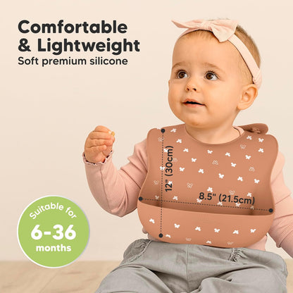 KeaBabies 2-Pack Silicone Baby Bibs for Eating - Sturdy Food-Grade Silicone Bibs for Babies Girl