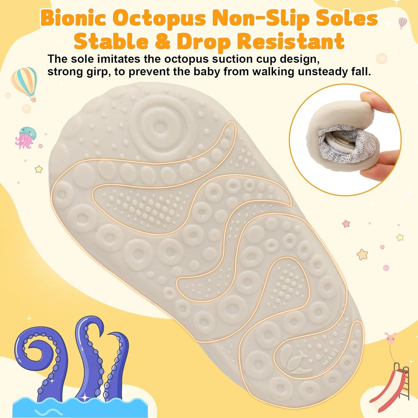 FEETCITY Baby First Walking Shoes Wide Baby Shoes Infant Sneakers Newborn Crib Shoe Barefoot Lightweight Slip On Shoe