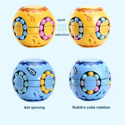 Rotating Magic Bean Cube Spinner Fidget Toy,Stress Relief Fidget Puzzles for Adults Kids,Anxiety Relief Learning & Education Toys,Puzzle Toys for Unisex-Children(Pink)