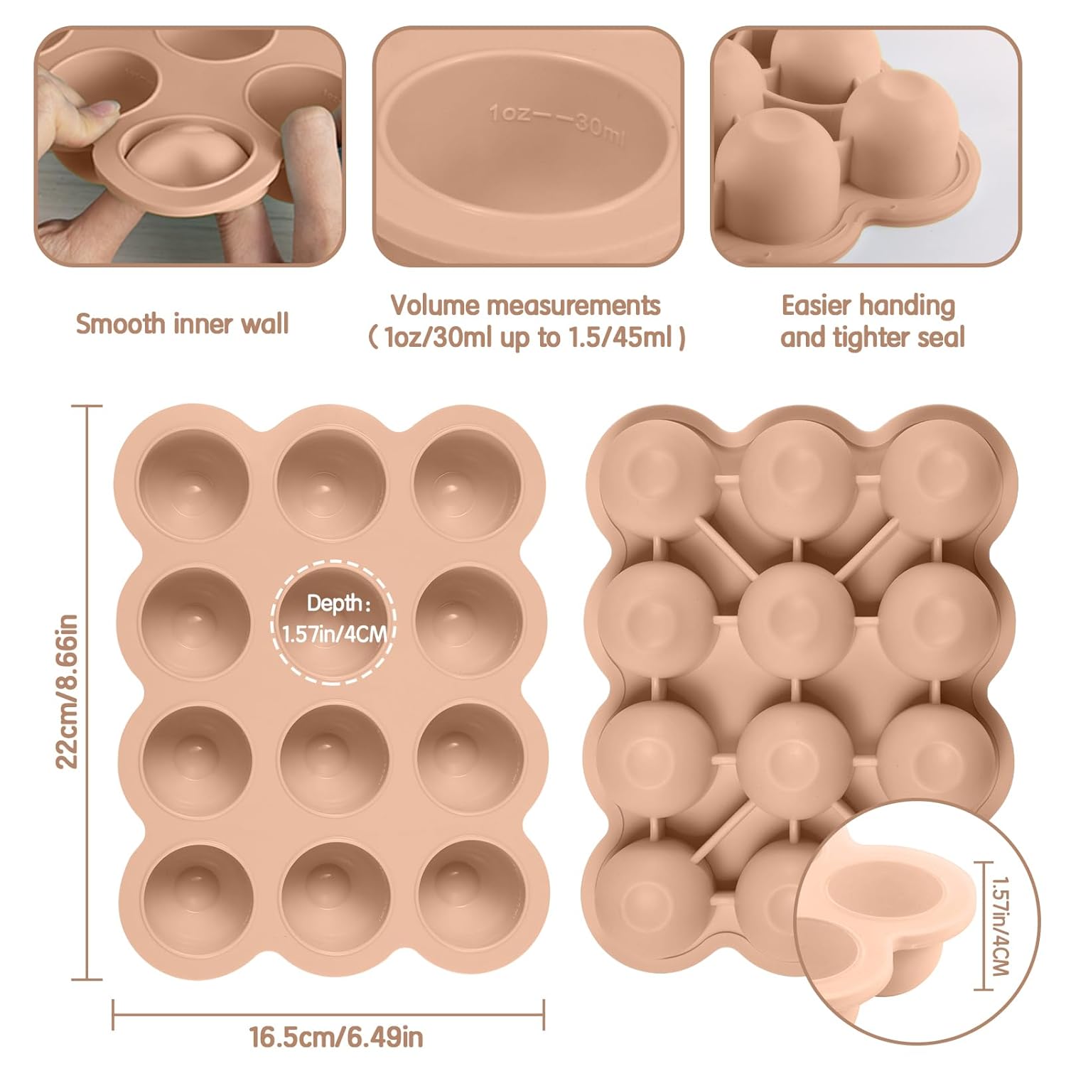 Baby Food Freezer Tray with Clip on Lid, 12 x 1.5 Ounce Baby Food Storage Container, Baby Silicone