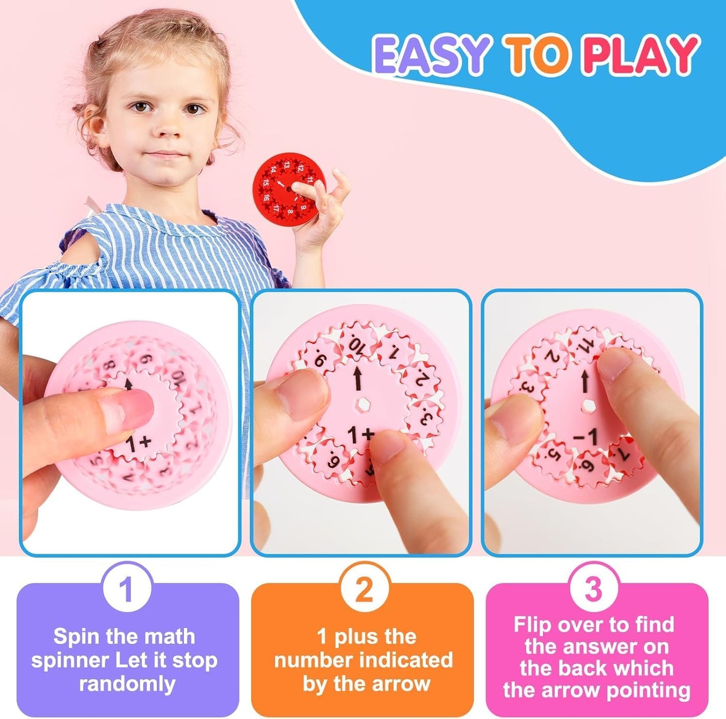 Math Fidget Spinners, Math Fidget Toy Multiplication for Kids, Math Facts Fidget, Learning Multiplication and Division Education Toys for Kids, Math Game for Home School Classroom Prizes