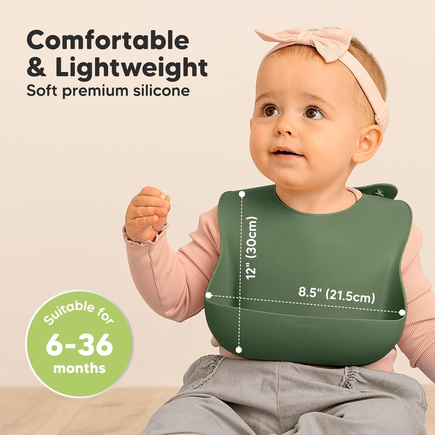 KeaBabies 2-Pack Silicone Baby Bibs for Eating - Sturdy Food-Grade Silicone Bibs for Babies Girl