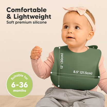KeaBabies 2-Pack Silicone Baby Bibs for Eating - Sturdy Food-Grade Silicone Bibs for Babies Girl