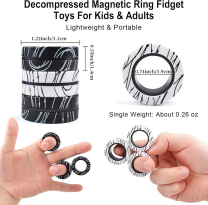 3Pcs Magnetic Rings Fidget Toys for Teens, Adults&Kids|Fidget Pack Under 10 Dollars|ADHD Fidget Toy Pack for Anxiety Relief,Coolest Gifts for Teen Boys,Birthday Gifts for 8 9 10 11+ Year Old Boy&Girl