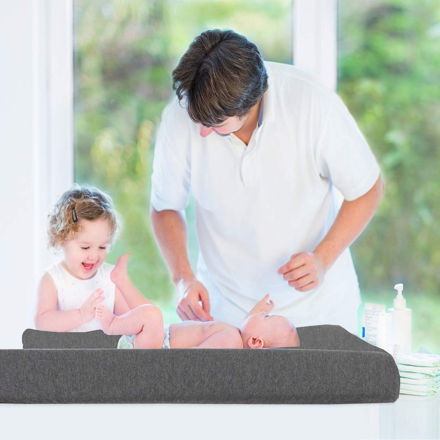 Cuddly Cubs Changing Pad Covers ??2 Pack ??Snuggly Soft Plush Cotton Changing Table Covers for Boy, Girl ??Fits Perfectly on Summer Infant and Other 16 x 32 Baby Changing Table Pads ??Heather Grey