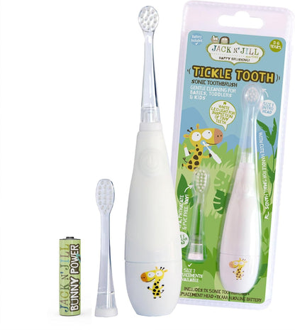 Jack N' Jill Kids Tickle Tooth Sonic Electric Toothbrush and Replacement Head, LED Brush Head with