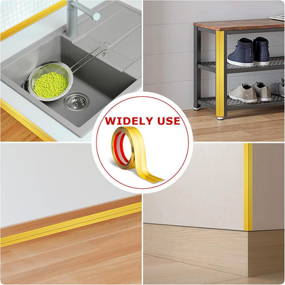 Flexible Wall Corner Protector Moulding Trim Peel and Stick Wall Corner Guards Edge Protector Self Adhesive Molding Trim Strip for Edge Ceiling (Gold, 1.6 in x 10 Ft)