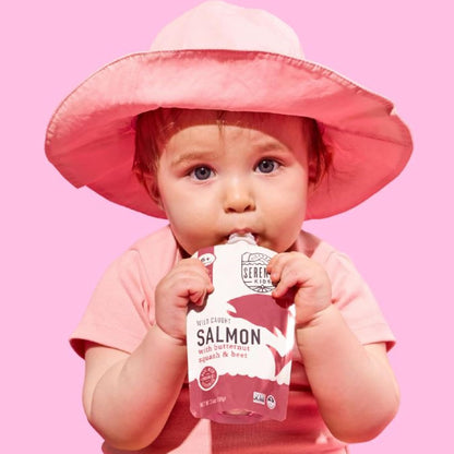 Serenity Kids 6+ Month Salmon Baby Food Pouches - BPA-Free Wild Caught Salmon & Organic Butternut