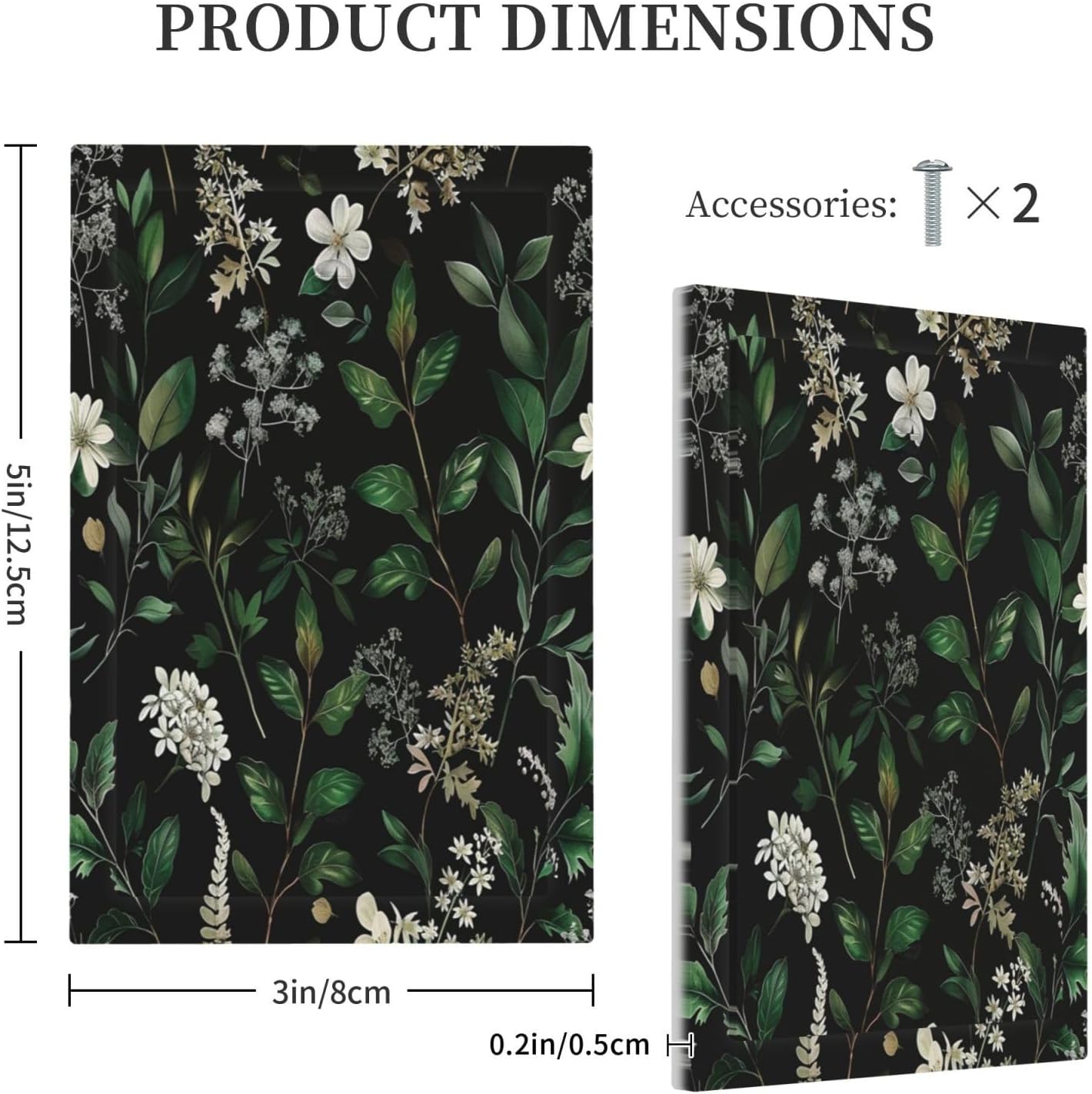 Decorative Switch Covers Plate Rustic Green Leaves White Flower 1 Gang No Device Single Blank Outlet Covers Wall Plate Cover Light Switch Plate Electrical Faceplate for Country Home Decor