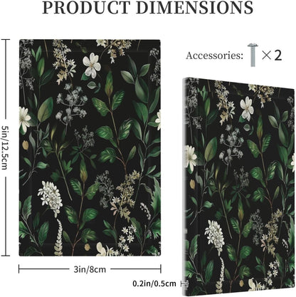 Decorative Switch Covers Plate Rustic Green Leaves White Flower 1 Gang No Device Single Blank Outlet Covers Wall Plate Cover Light Switch Plate Electrical Faceplate for Country Home Decor