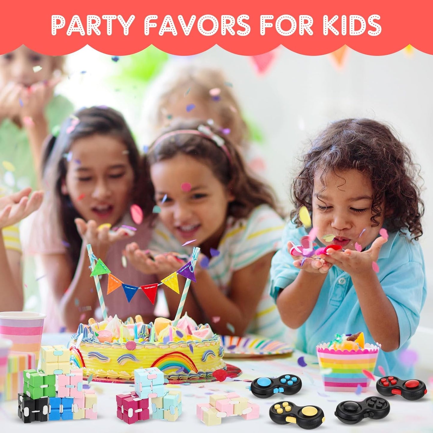 Junkin Bulk Fidget Pad Controller and Cube Toys Party Favors Mini Blocks Game Controller for Anxiety and Stress Relief Birthday Return Gifts Stocking Stuffers for Boy and Girl(72 Pcs)