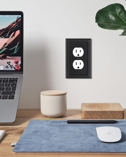 4-Pack Duplex Outlet Cover, Black Metal Wall Plates for Electrical Outlets, 1 Gang Receptacle Light