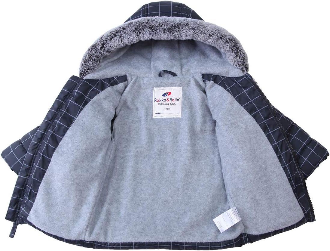 Rokka&Rolla Baby Boys' Water-Resistant Fleece Lined Puffer Jacket Winter Coat for Newborn Infant Toddler