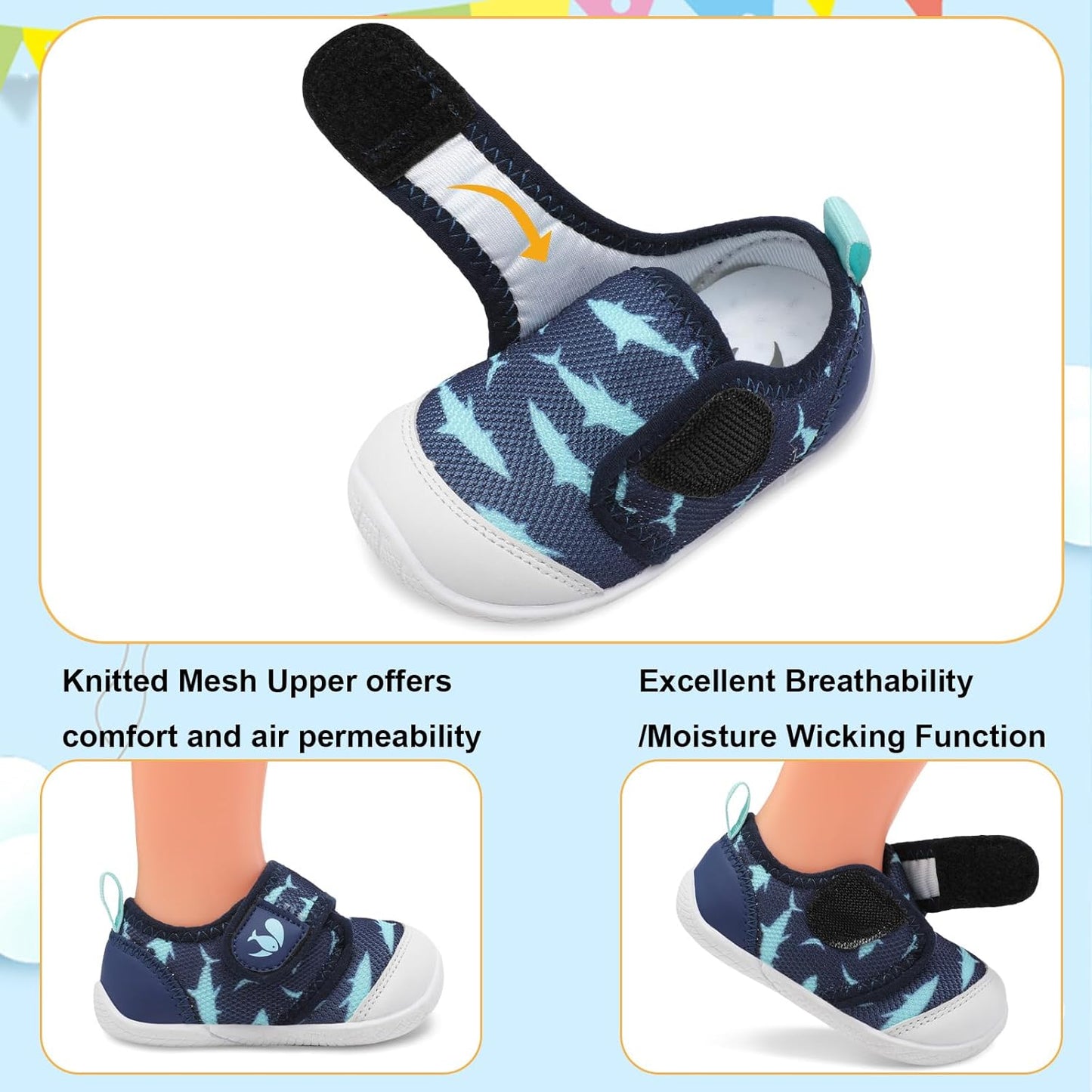 FEETCITY Baby First Walking Shoes Boys Girls Infant Sneakers Crib Shoes Breathable Lightweight Slip On Shoes