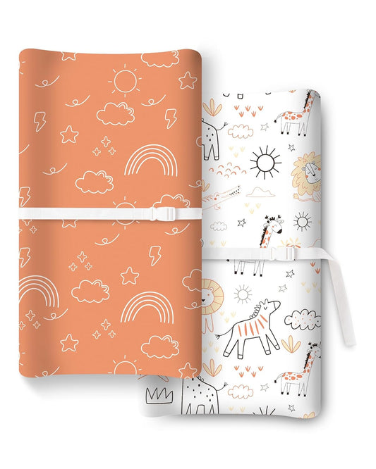 Extra Stretchy Changing Pad Cover, Ultra Soft Premium Jersey Knit Changing Pad Sheets, Unisex for Boys Girls, Fits All Standard Changing Tables/Dresser Tops - 2 Pack