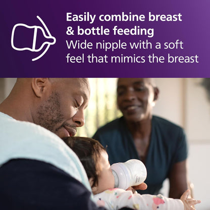Philips Avent Natural Baby Bottles with Natural Response Nipples (Fast Flow, Flow 4), 11oz, 2-Pack