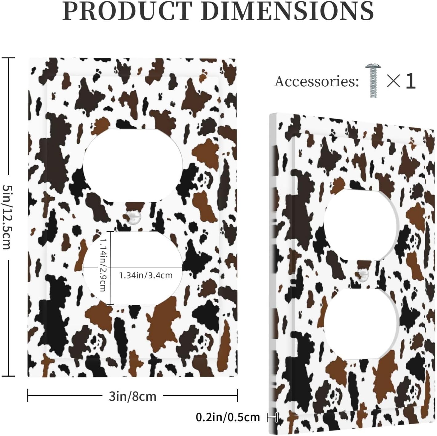 Outlet Covers Rustic Cowhide Highland Cow Milk Cow 1 Gang Duplex Light Switch Cover Decorative