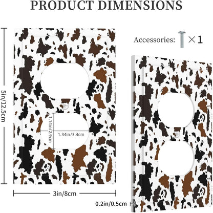 Outlet Covers Rustic Cowhide Highland Cow Milk Cow 1 Gang Duplex Light Switch Cover Decorative