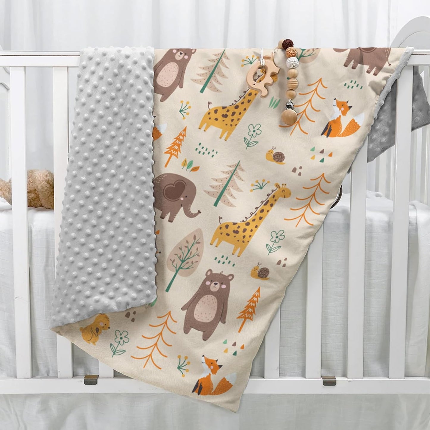 SANDJEST Woodland Animal Blanket - 30 x 40 Kids Minky Blankets for Boys Girls - Gifts for Birthday