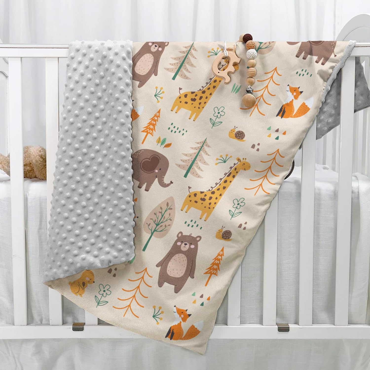 SANDJEST Woodland Animal Blanket - 30 x 40 Kids Minky Blankets for Boys Girls - Gifts for Birthday
