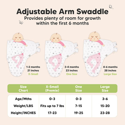 3-Pack Organic Baby Swaddle Sleep Sacks - Swaddles for Newborns, Infant 3-6 Months, Baby Girls
