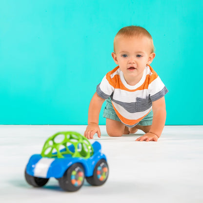 Bright Starts Oball Easy Grasp Rattle & Roll Toy Sports Car BPA-Free Infant Crawling Toy, 1 Pack