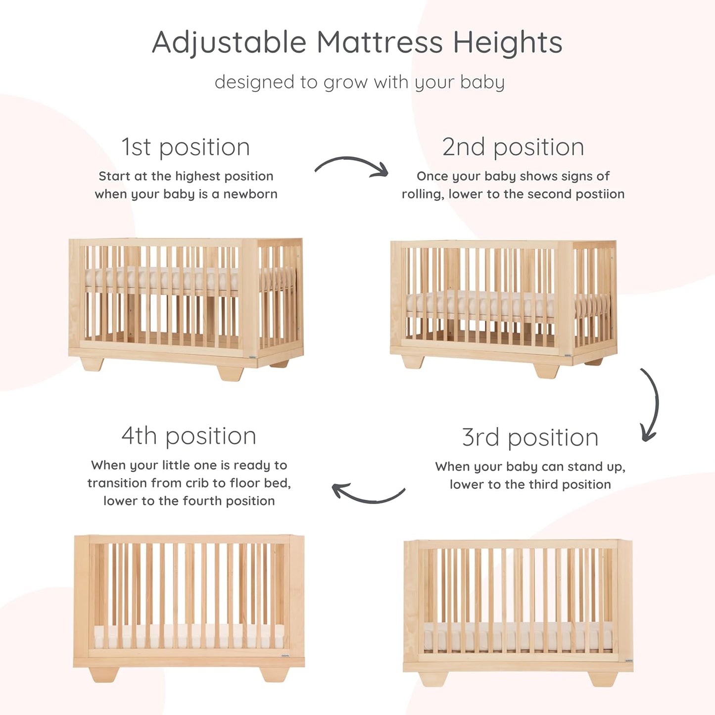 dadada Spirit 8 in 1 Convertible Crib to Toddler Bed & Floor Bed, Made in Italy, Greenguard Gold