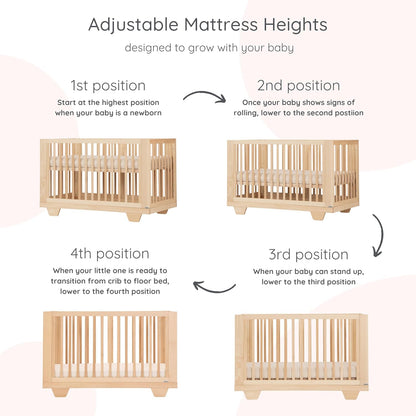 dadada Spirit 8 in 1 Convertible Crib to Toddler Bed & Floor Bed, Made in Italy, Greenguard Gold