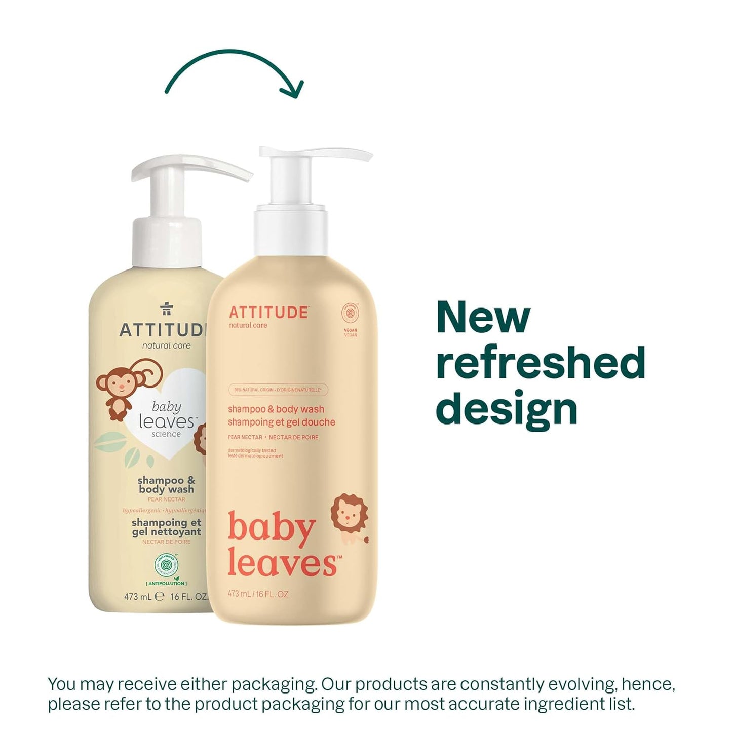 ATTITUDE 2-in-1 Shampoo and Body Wash for Baby, EWG Verified, Dermatologically Tested, Made with