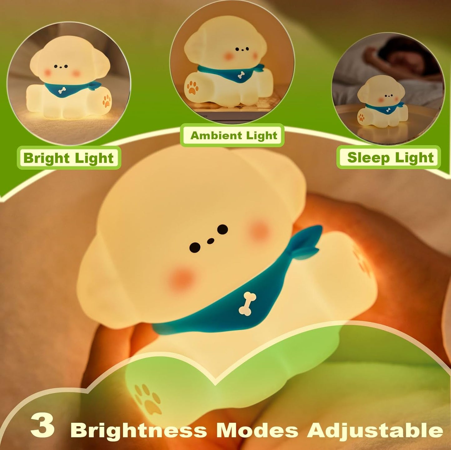 DREAMING MY DREAM Puppy Night Light for Kids Lamp,Soft Silicone Nursery Light for Baby Room and Toddler Toy,Portable Dimmable Rechargeable Animal Lights for Girls and Boys