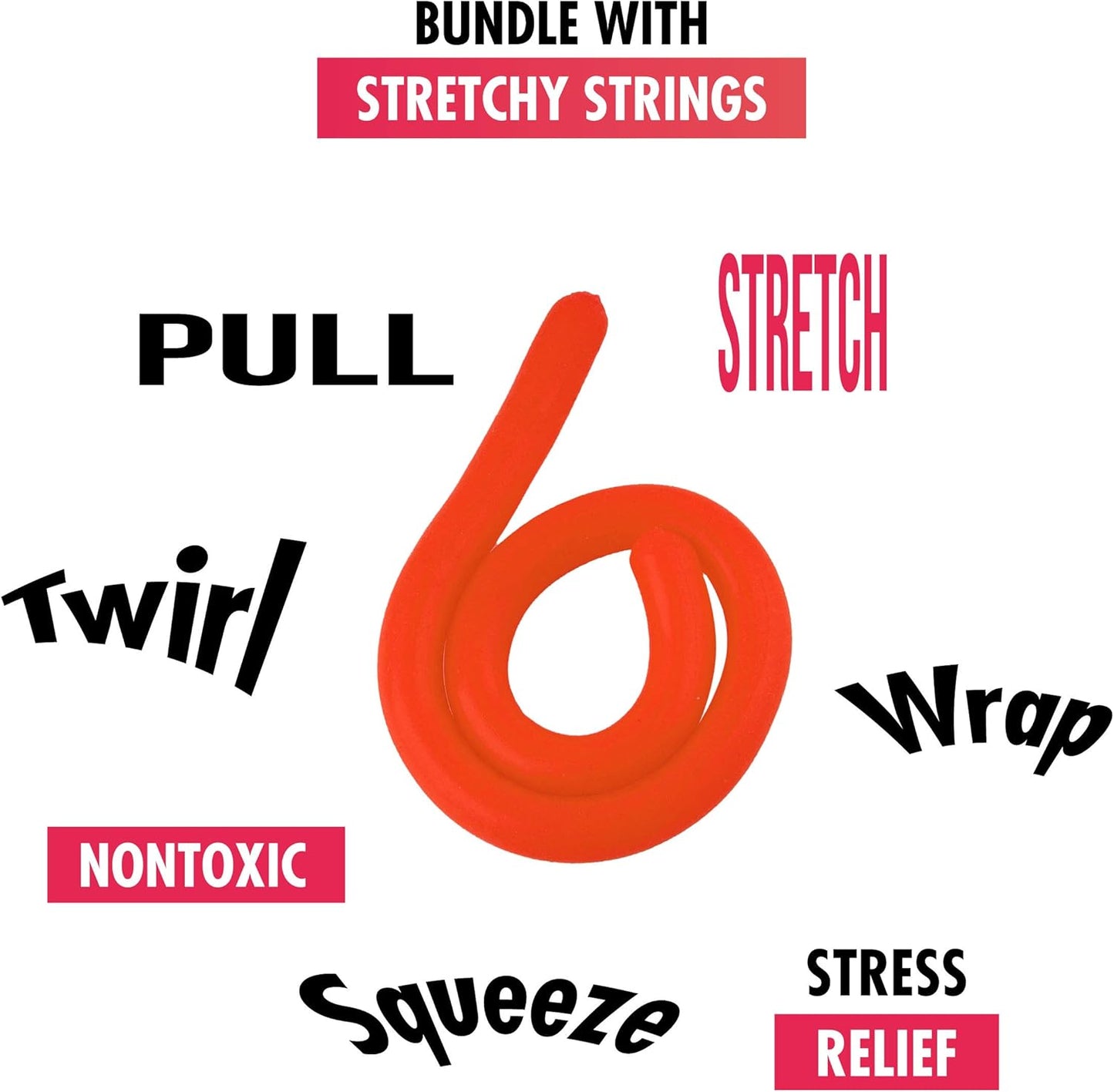 Liquid Motion Bubbler Sensory Toys – 2 Pc Set Bundle Stretchy String Fidget Toys Timer for Stress Relief and Anxiety Relief Great for Toddler, Children, Kids, Adults, Seniors, ADHD Autism ADD Orange