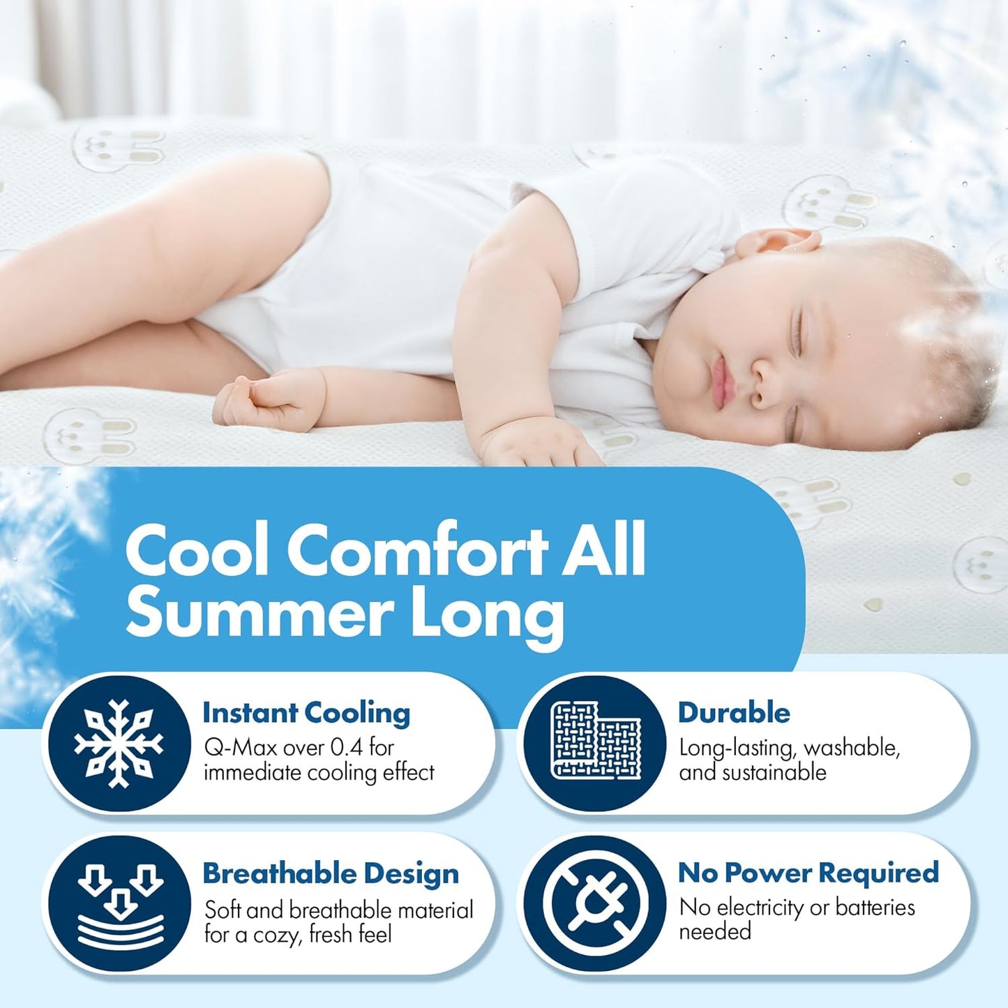 GML Bunny Cooling Crib Mattress Pad – Waterproof, Breathable Baby Mattress Protector for Toddler