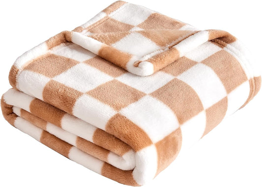 Yurhap Checkered Baby Blanket Fleece Baby Blankets Neutral for Boys Girls, Super Soft Warm