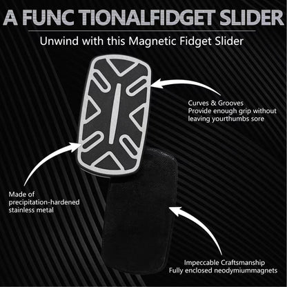 Trackless Fidget Slider, Aluminum Alloy Magnetic Metal Fidget Slider EDC Fidget Toys for Adults, Home Office Executive Desk Toys Ideal Gifts for ADD/ADHD/Autism (Black 2.0)