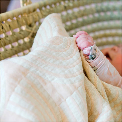 Crane Baby Blanket, Soft Cotton Jacquard Nursery and Stroller Blanket for Boys and Girls, Rainbow