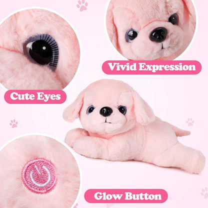 Glow Guards 15'' Pink Light up Musical Puppy Dog Stuffed Animal Soft Plush LED Night Lights Glow Bedtime Pal Birthday Children's Day Gifts for Toddler Kids