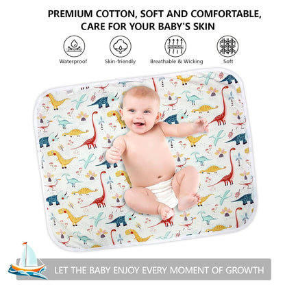 Diaper Changing Pads for Baby, Dinosaur Change Mat, 3Layers Waterproof Change Pad Foldable Absorbent Mats for Women, Reusable Incontinence Underpads for Patient 24''x30''